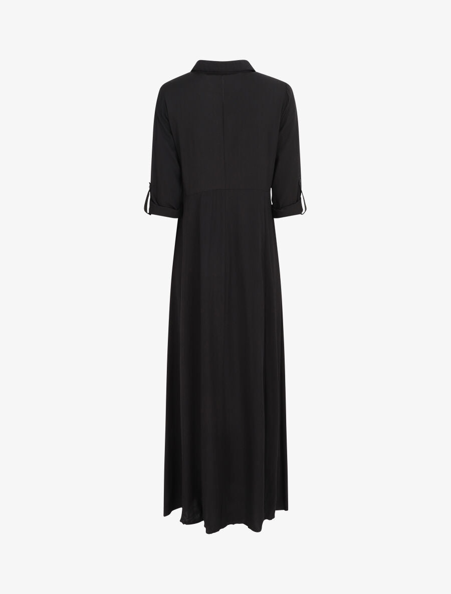 Robe chemise longue unie - Noir - 2