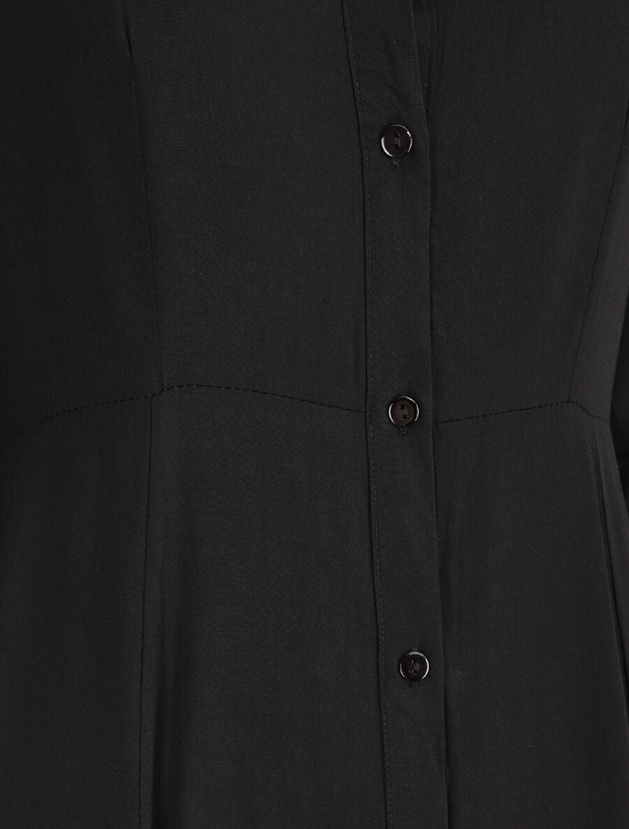 Robe chemise longue unie - Noir - 3