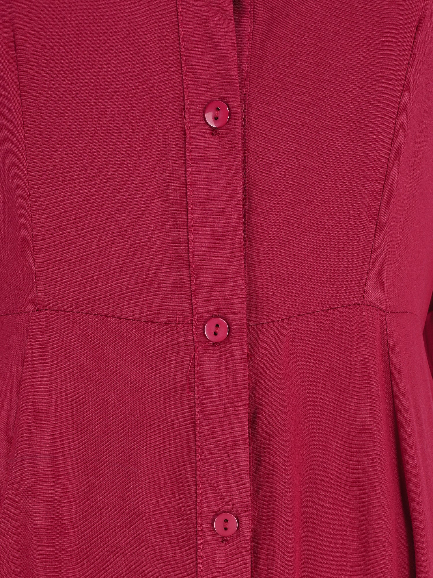 Robe chemise longue unie - Bordeaux - 3