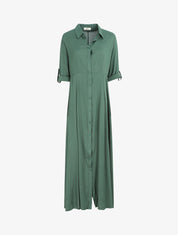 Robe chemise longue unie - Vert - 1