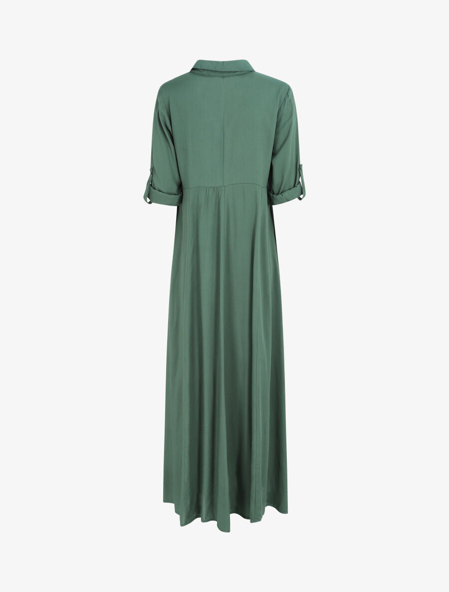 Robe chemise longue unie - Vert - 2