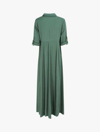 Robe chemise longue unie - Vert - 2