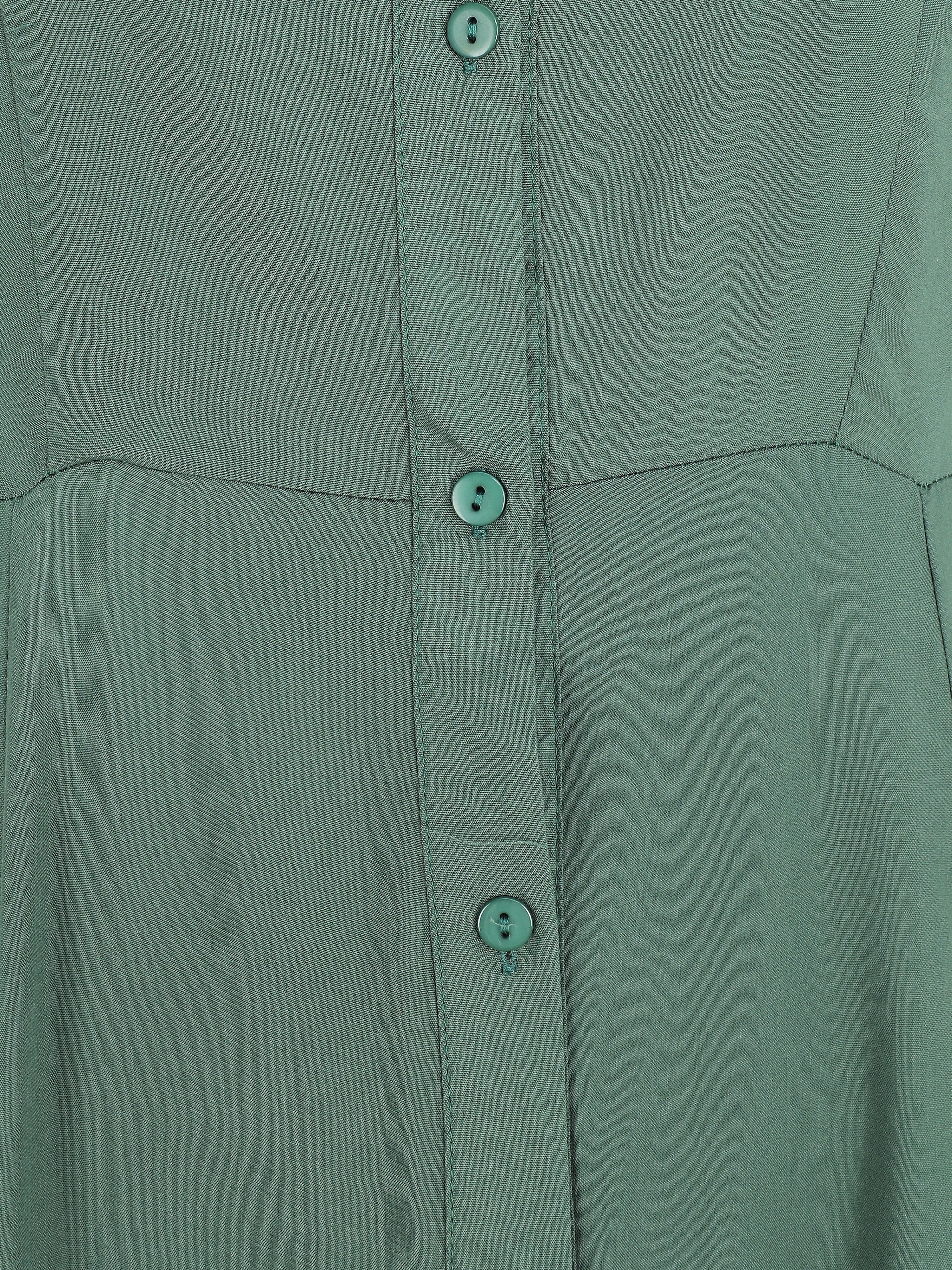 Robe chemise longue unie - Vert - 3