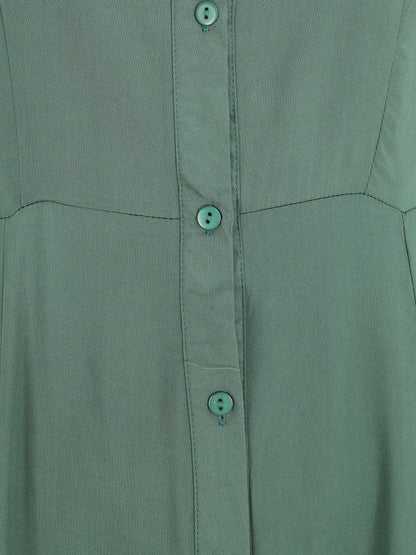 Robe chemise longue unie - Vert - 3