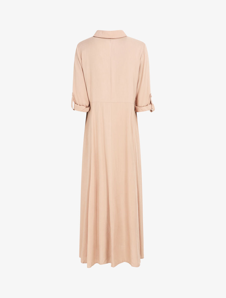 Robe chemise longue unie - Beige - 2