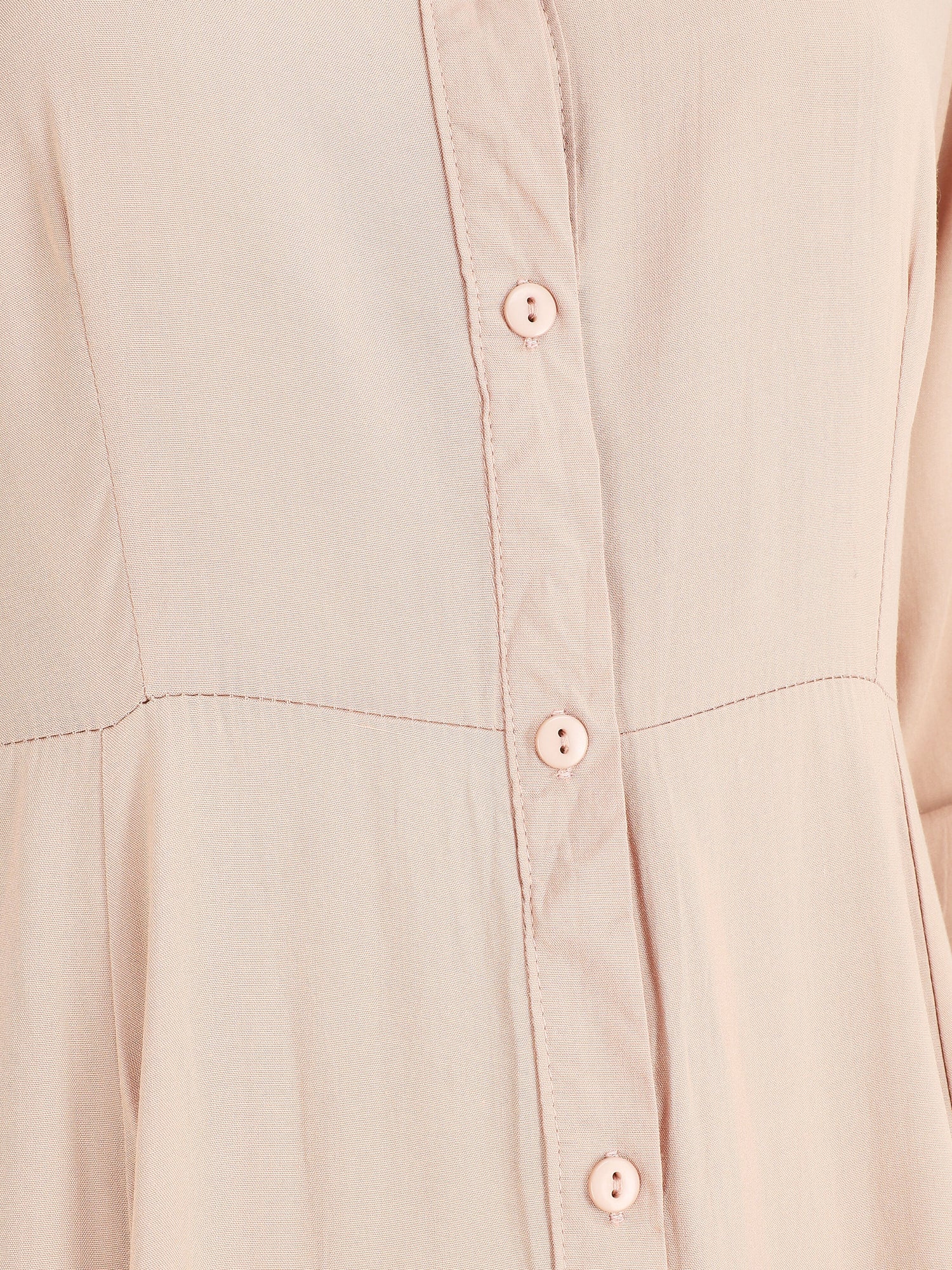 Robe chemise longue unie - Beige - 3
