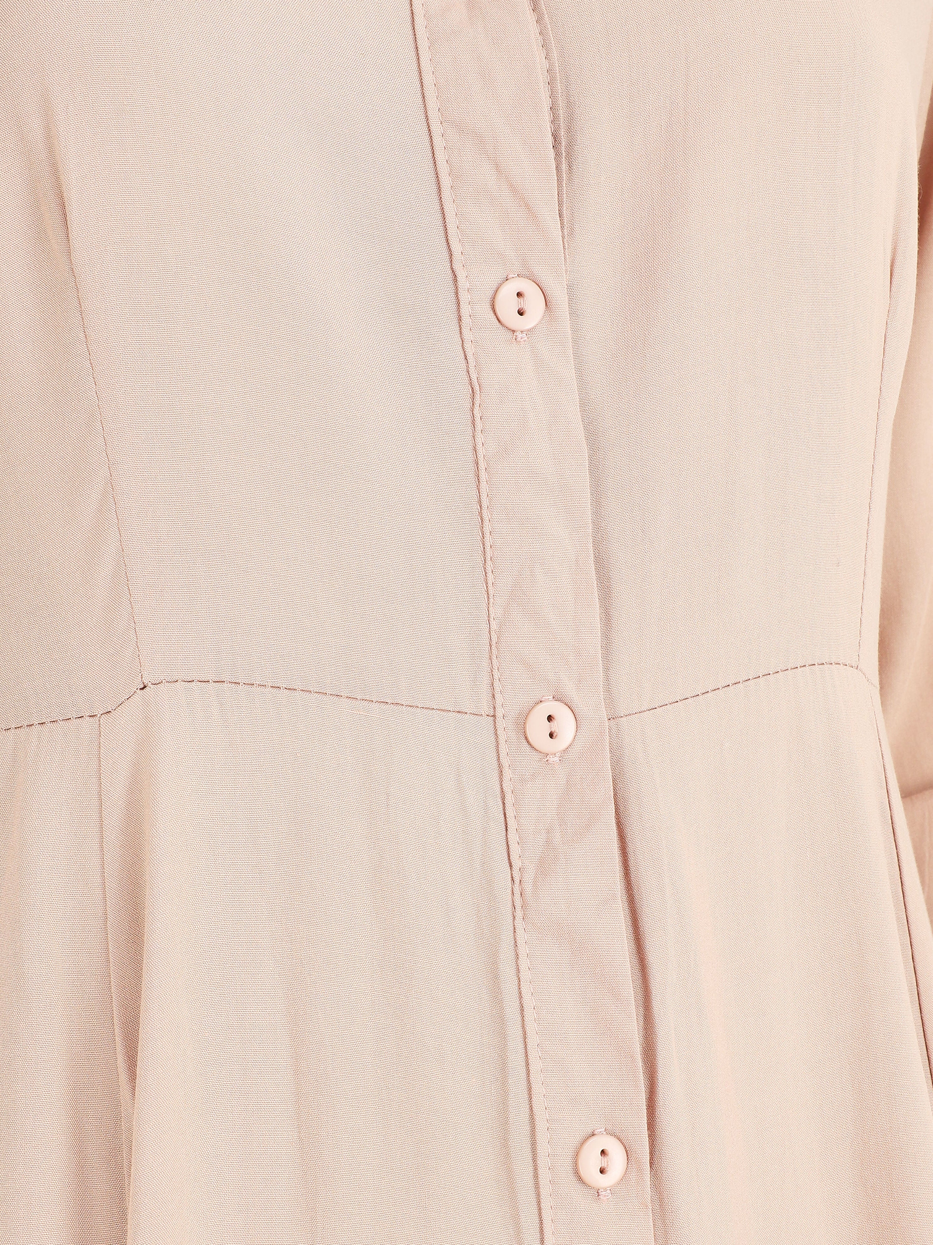 Robe chemise longue unie - Beige - 3