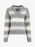 Pull en laine mélangé à motif rayé - Gris - 1