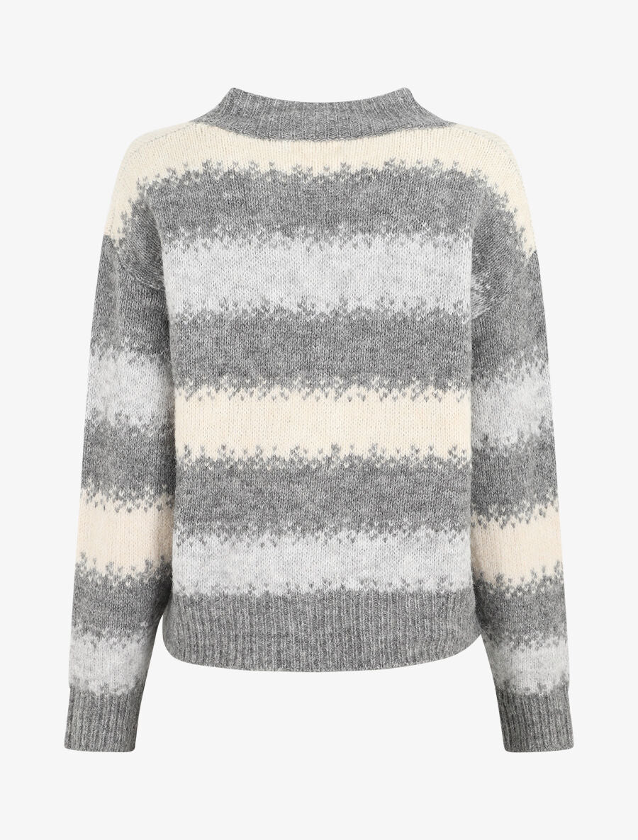 Pull en laine mélangé à motif rayé - Gris - 2