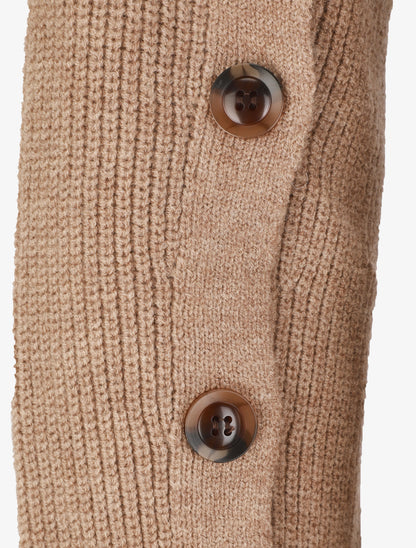 Robe pull à manches boutonnées - Camel - 4