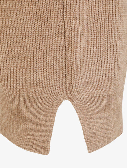 Robe pull à manches boutonnées - Camel - 5