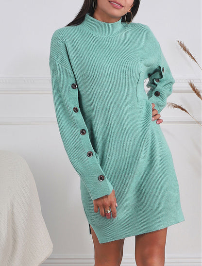 Robe pull à manches boutonnées - Turquoise - 6