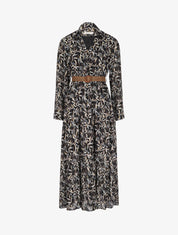 Robe longue à motif feuilles d&