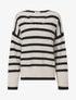 Pull ample rayé à col V - Noir - 5