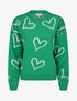 Pull droit à motif coeur - Vert - 1
