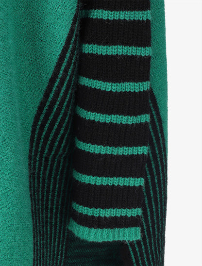 Pull carré oversize à bords rayés - Vert - 3