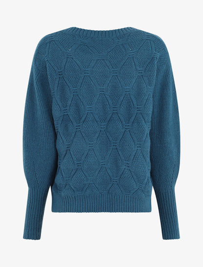 Pull droit en maille stylisée - Bleu canard - 2