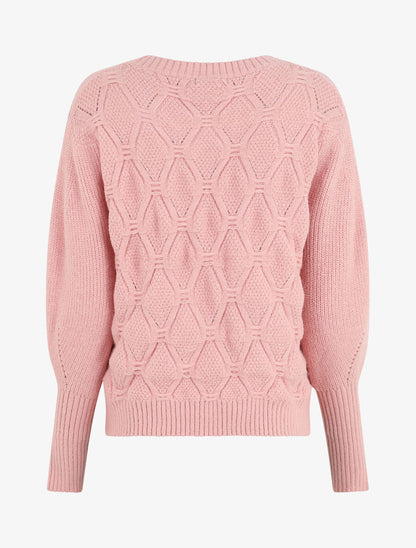 Pull droit en maille stylisée - Rose poudré - 2
