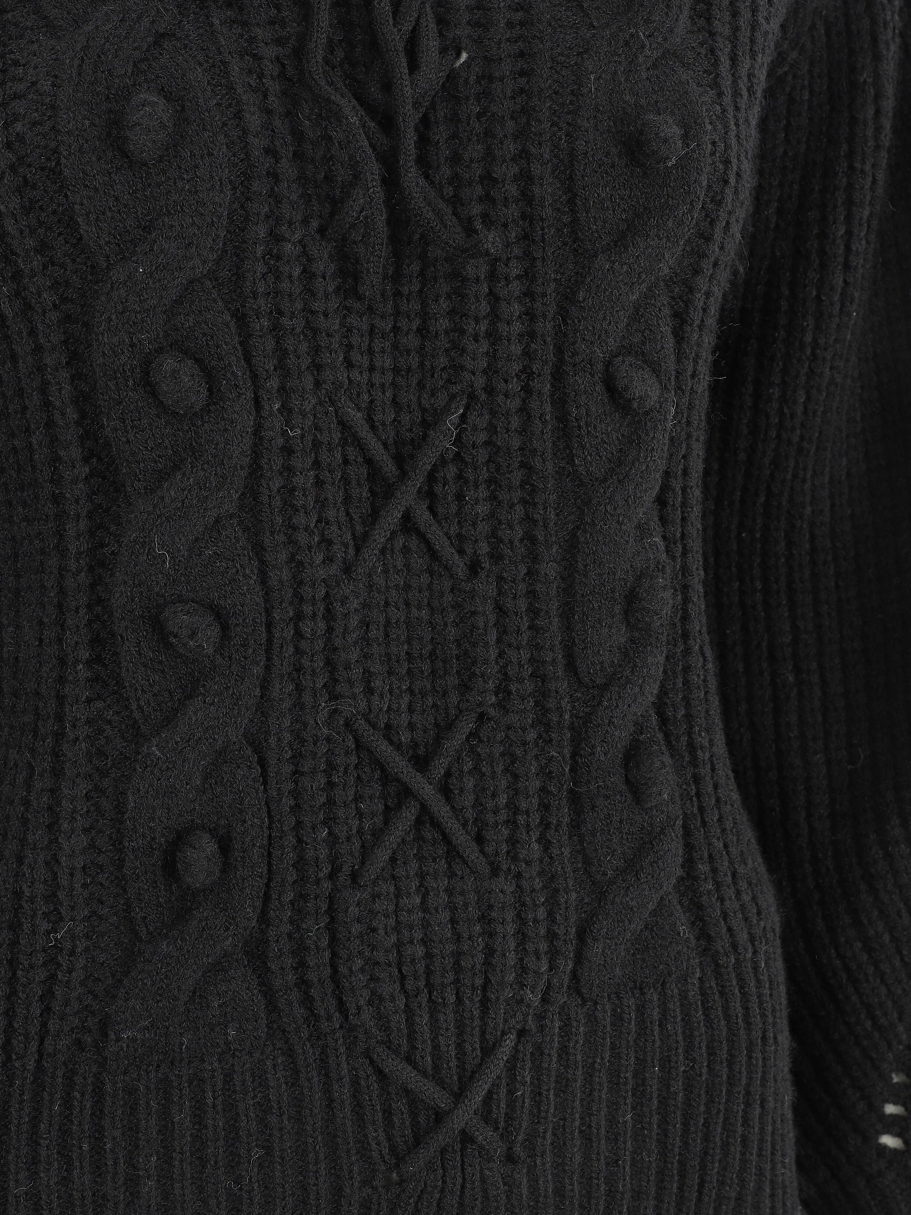 Pull corseté à manches bouffantes - Noir - 3