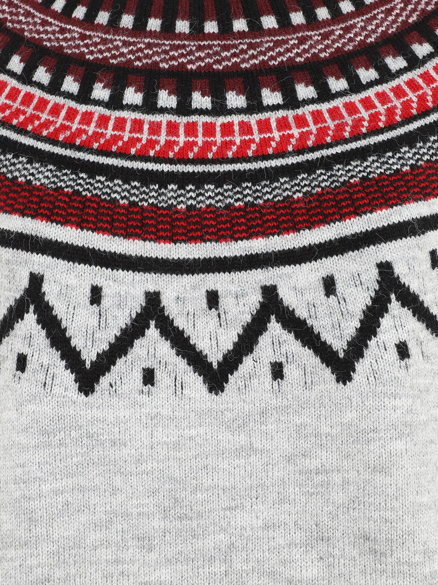 Pull col rond à motif norvégien - Gris - 3