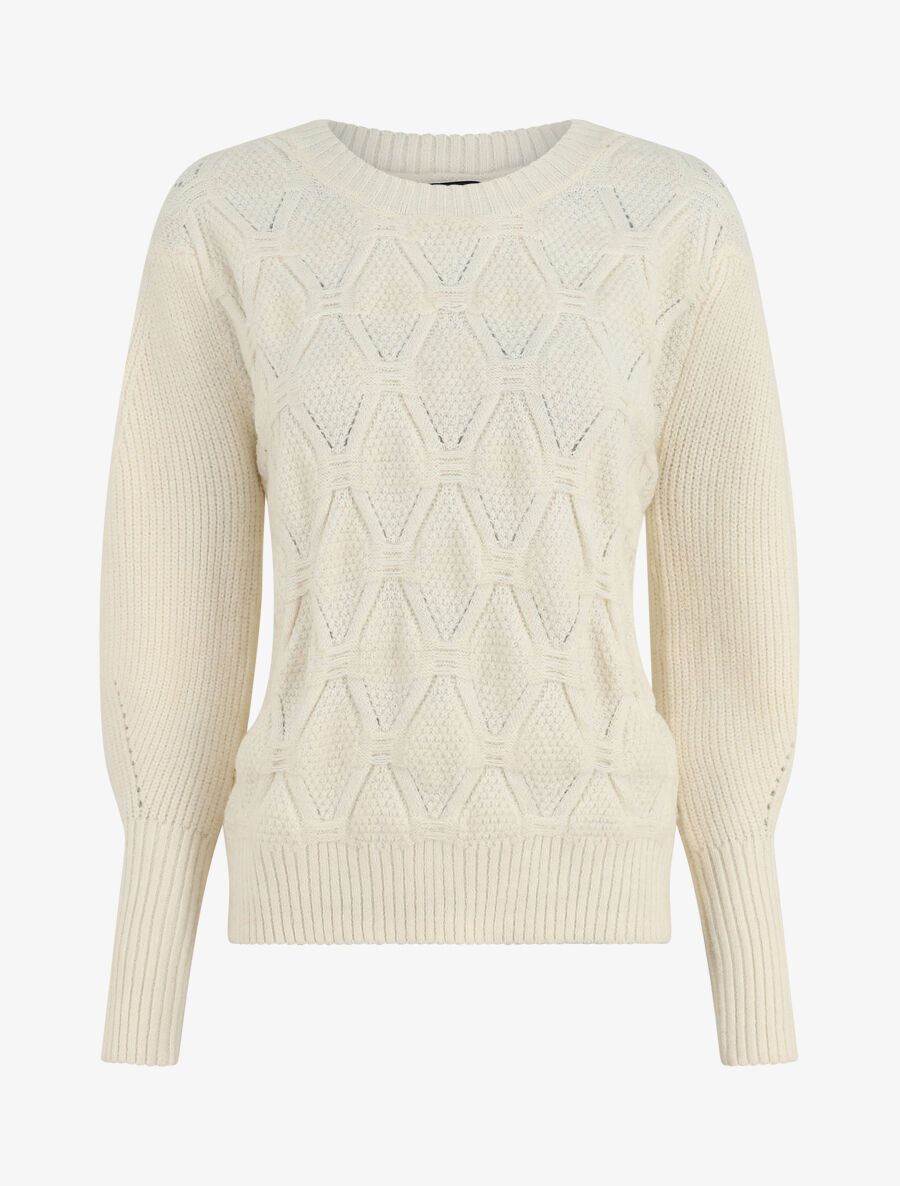 Pull droit en maille stylisée - Blanc - 1