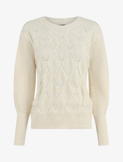 Pull droit en maille stylisée - Blanc - 1