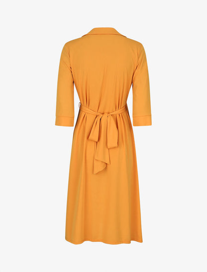 Robe portefeuille unie - Moutarde - 2