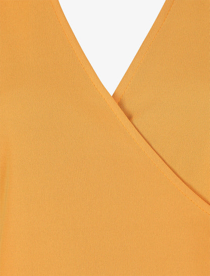 Robe portefeuille unie - Moutarde - 3
