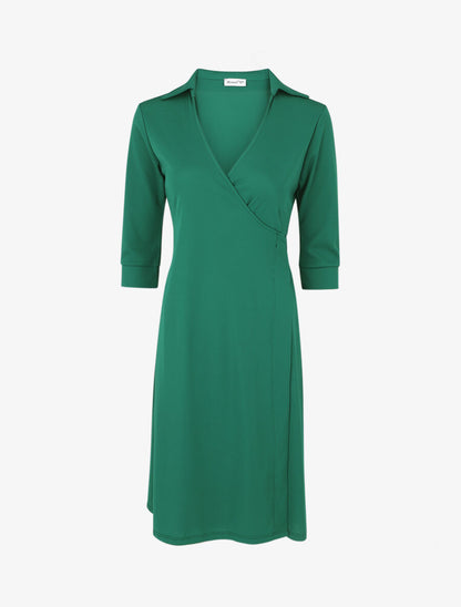 Robe portefeuille unie - Vert - 1