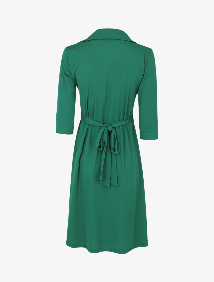 Robe portefeuille unie - Vert - 2