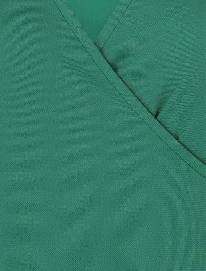 Robe portefeuille unie - Vert - 3