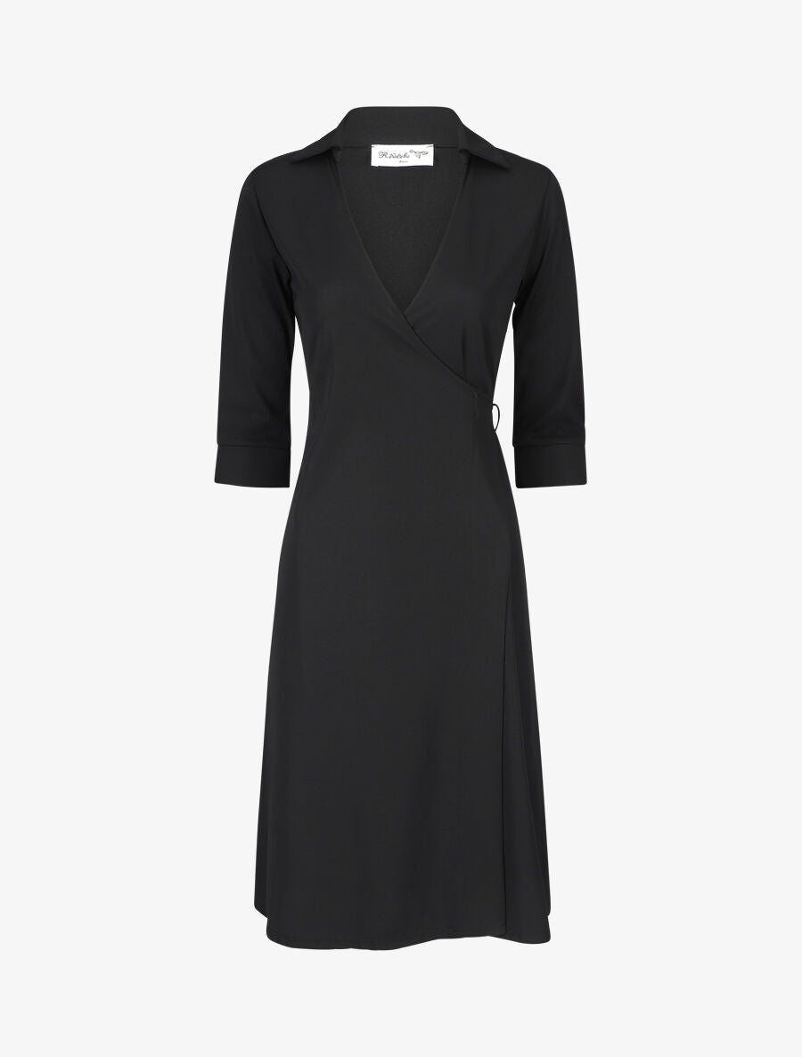 Robe portefeuille unie - Noir - 1