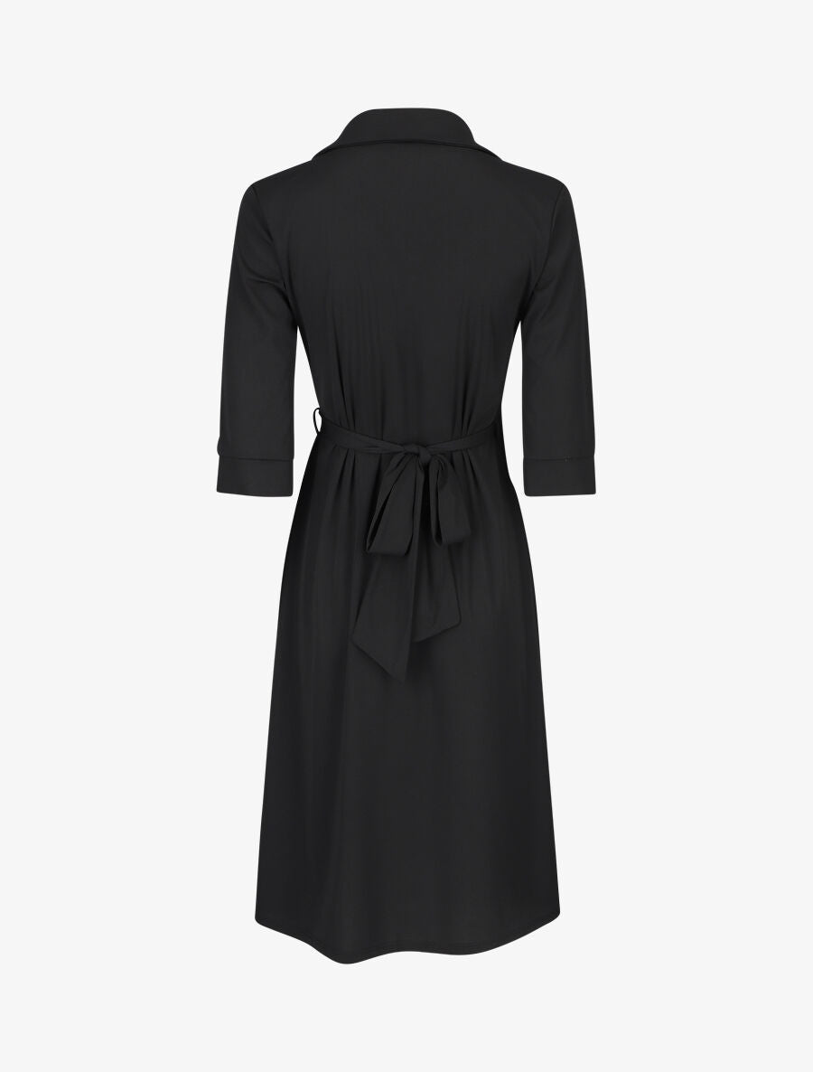 Robe portefeuille unie - Noir - 2