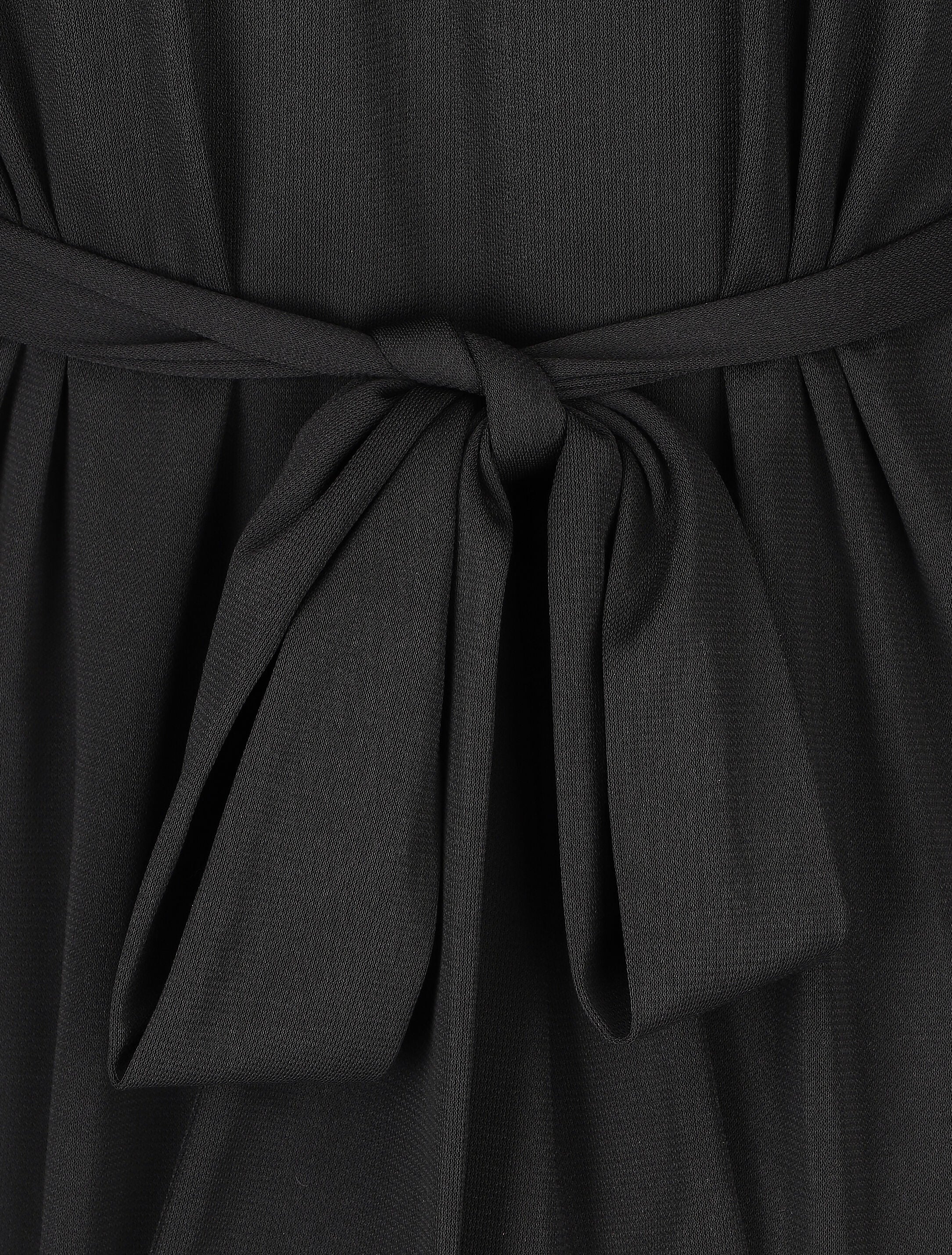 Robe portefeuille unie - Noir - 3