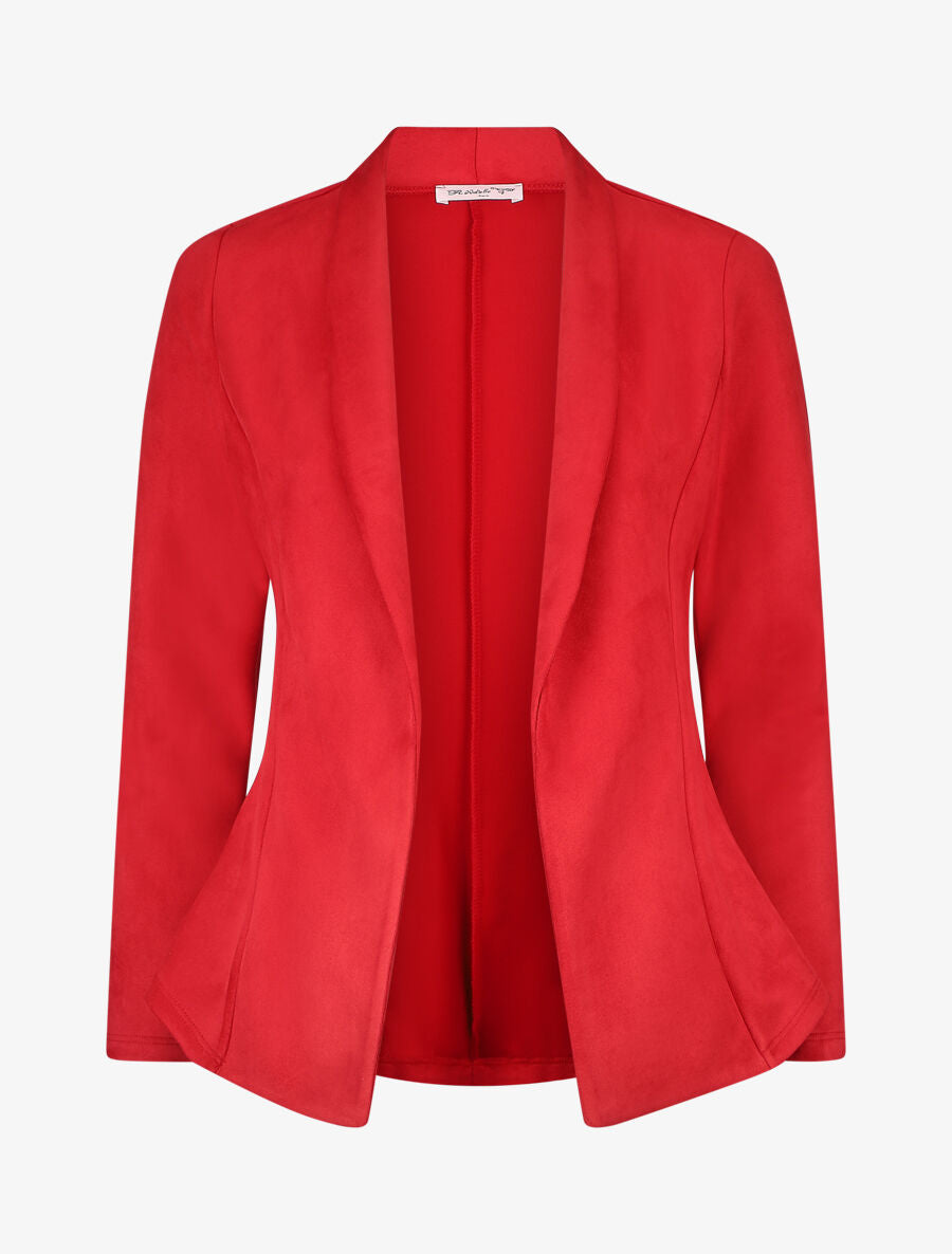 Blazer ajustée en suédine - Rouge - 1