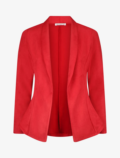 Blazer ajustée en suédine - Rouge - 1