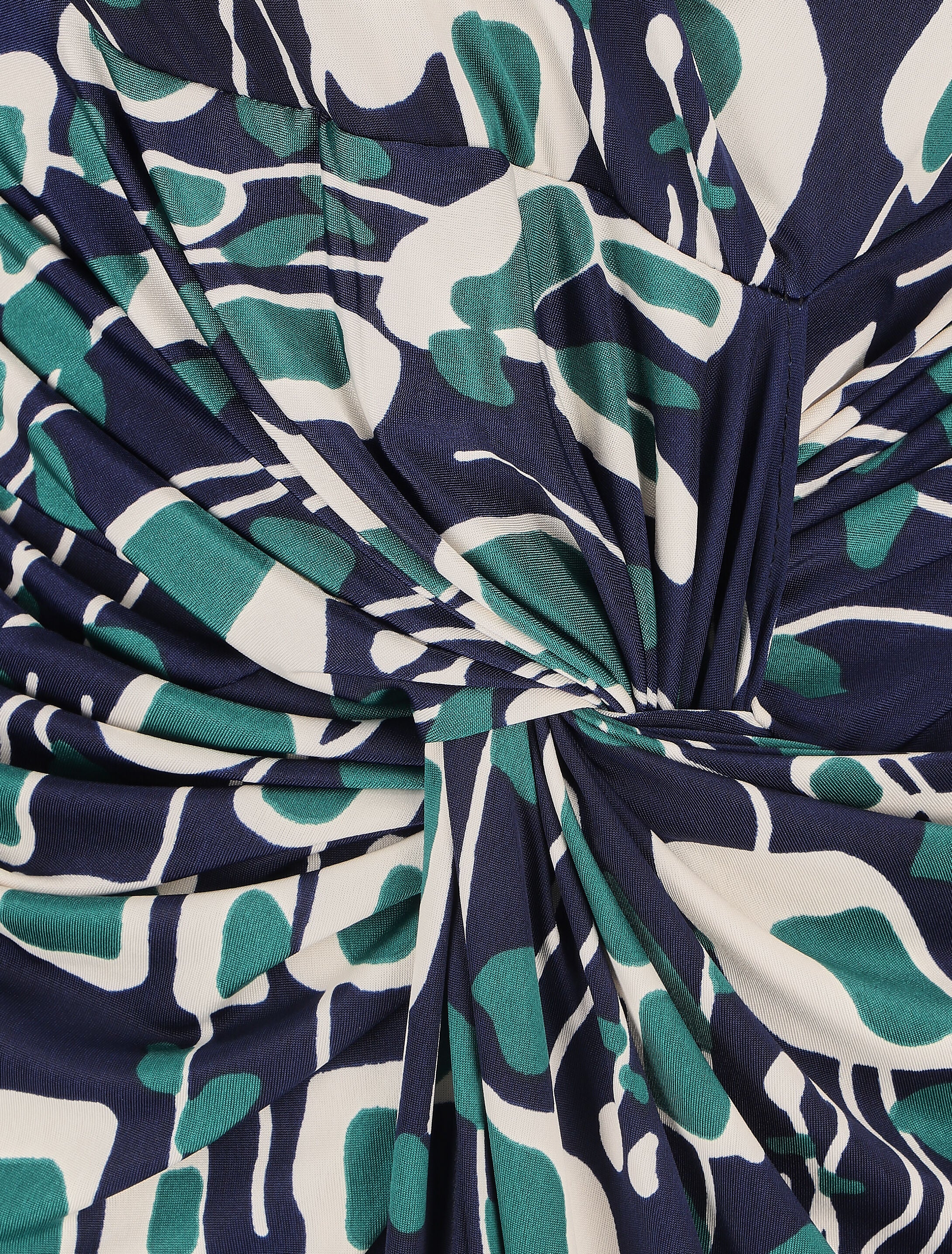 Robe ajustée drapée imprimé graphique - Bleu - 3