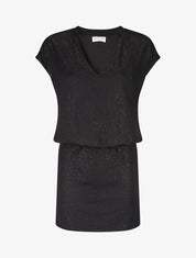 Robe courte sans manches à paillettes - Noir - 1