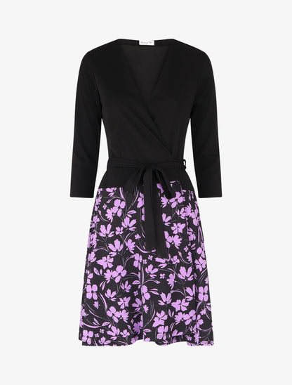 Robe mi-longue portefeuille à imprimé fleuri - Violet - 5