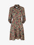 Robe florale satinée et évasée - Beige - 5