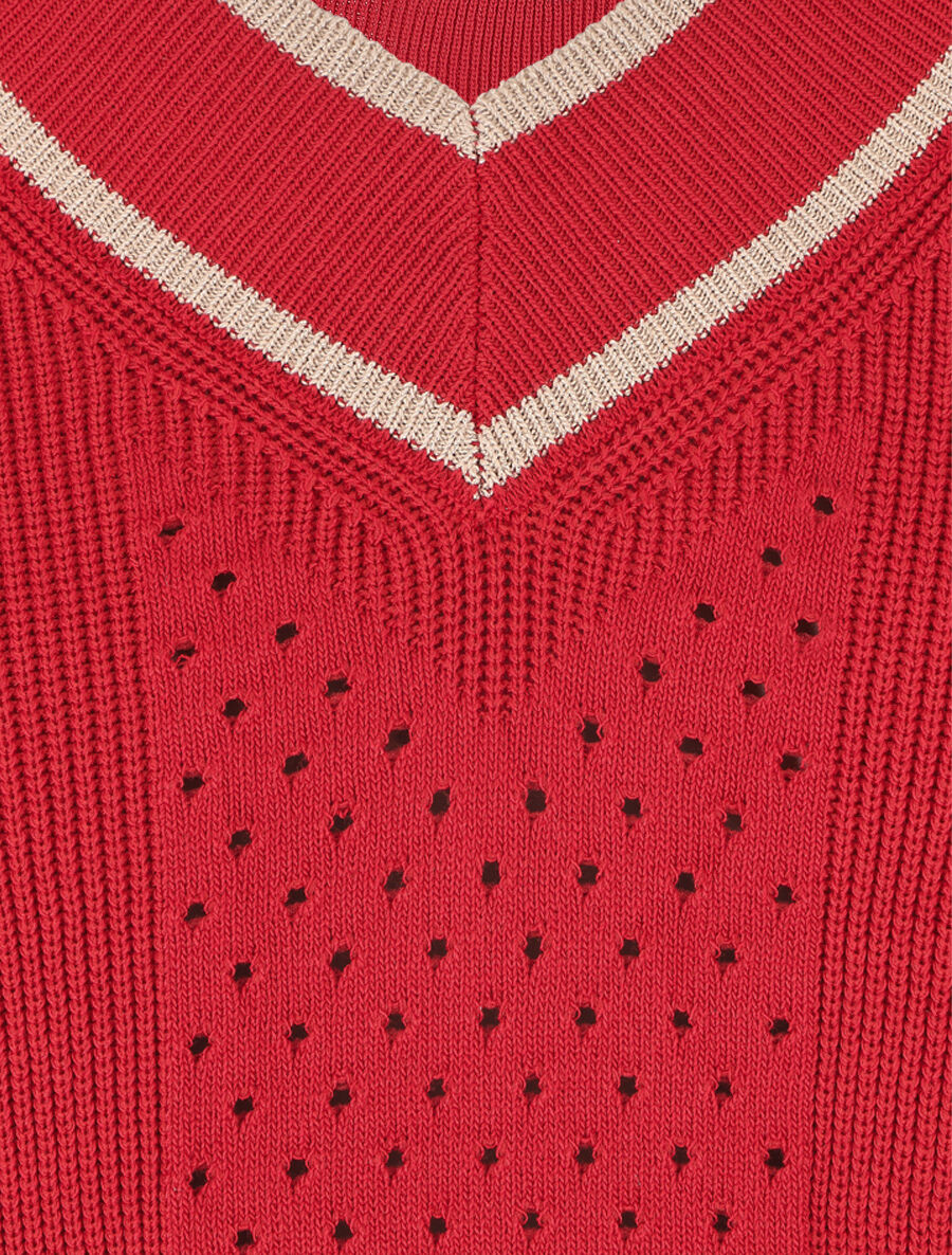 Pull à col V irisé - Rouge - 3