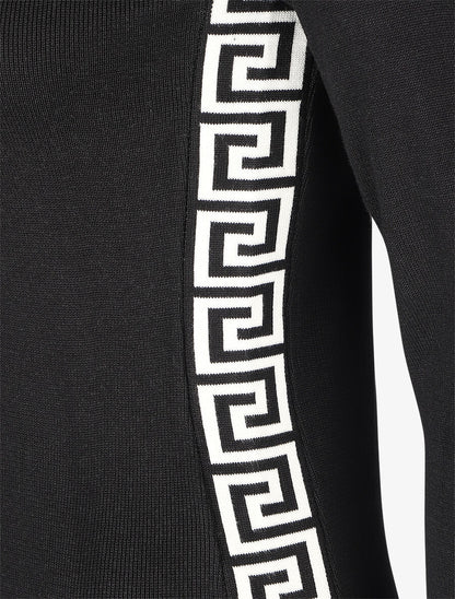 Robe pull à col montant et motifs grec - Noir - 3