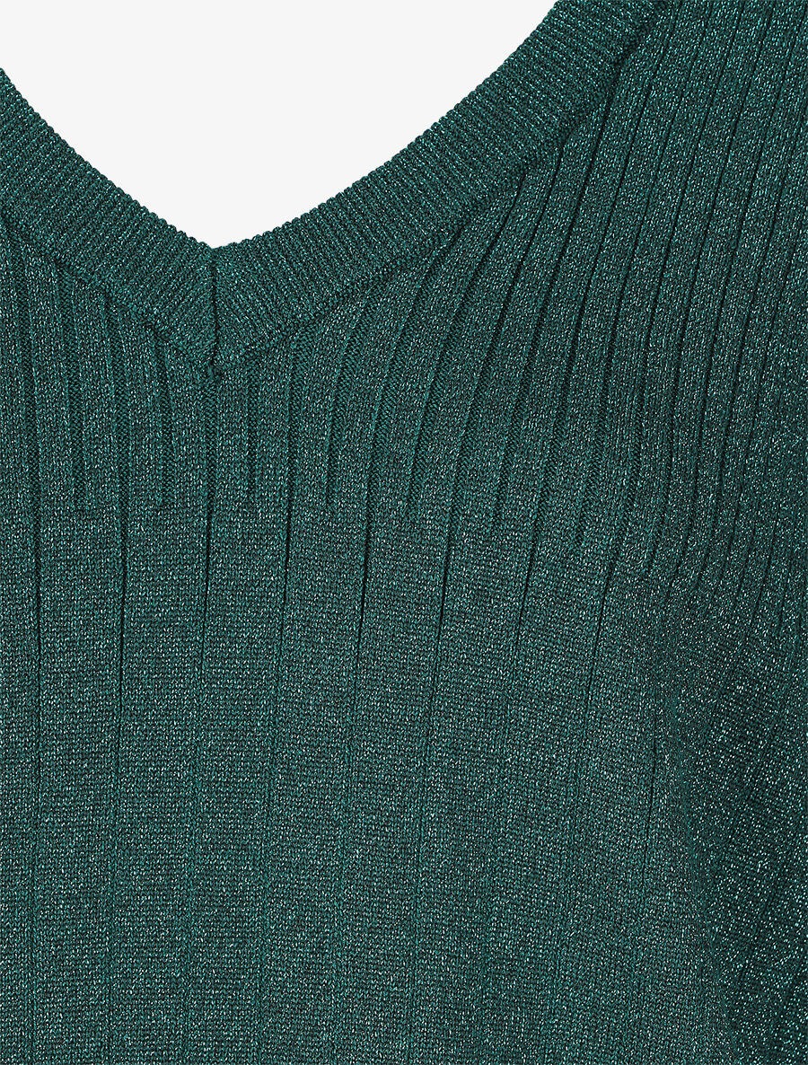 Robe pull stretch pailletté - Vert - 3
