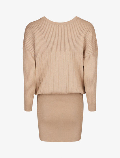 Robe pull stretch pailletté - Beige - 2