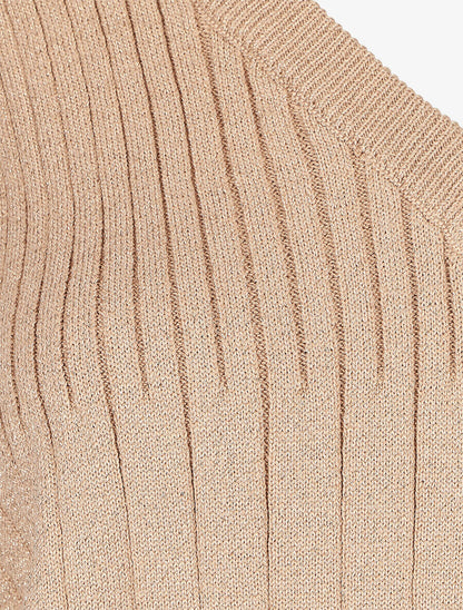 Robe pull stretch pailletté - Beige - 3