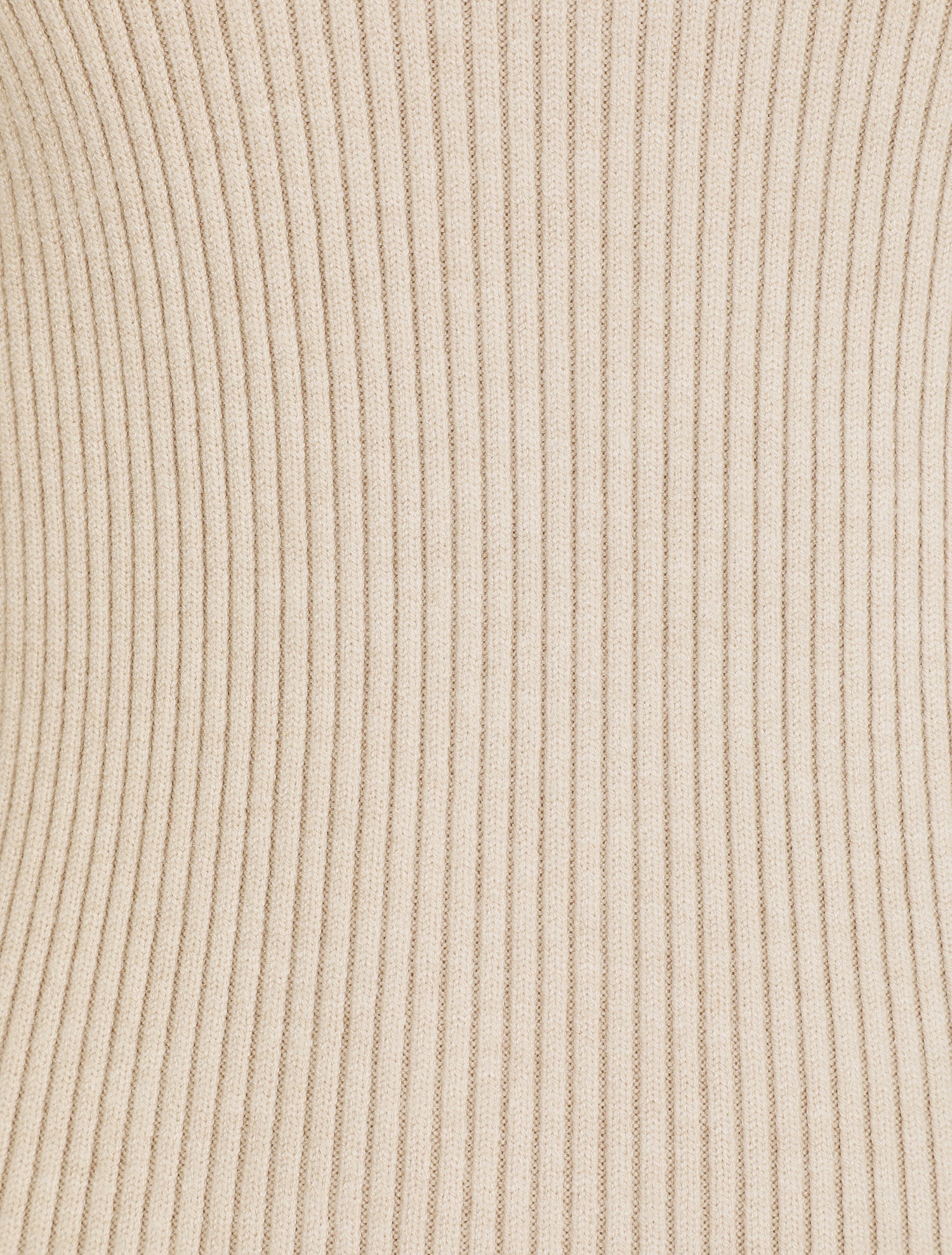 Pull ajusté côtelé à col montant - Beige - 3