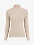 Pull ajusté côtelé à col roulé - Beige - 1