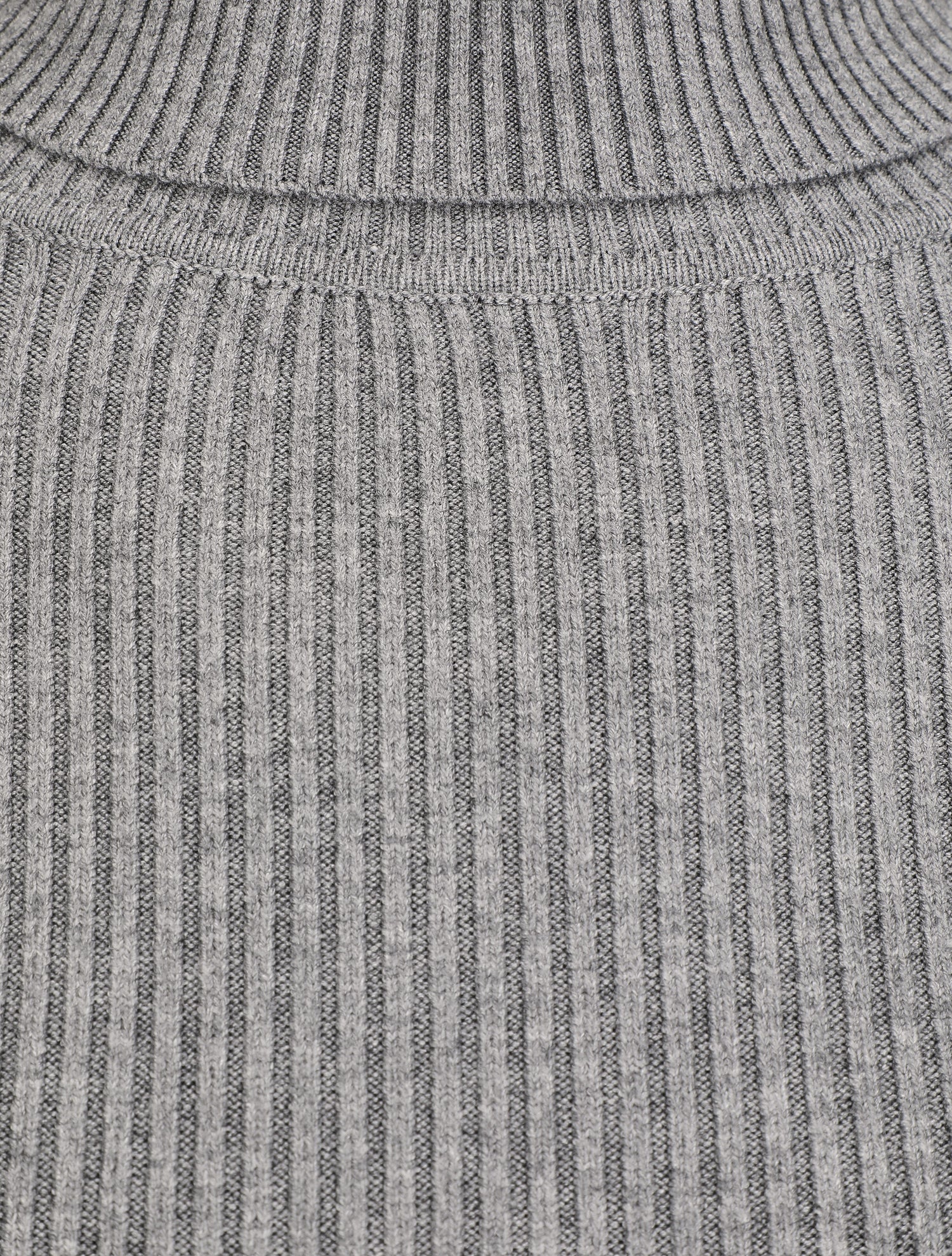 Pull ajusté côtelé à col roulé - Gris - 3