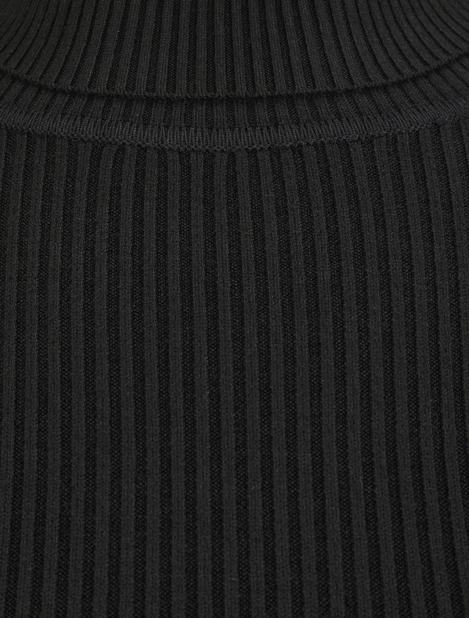Pull ajusté côtelé à col roulé - Noir - 3