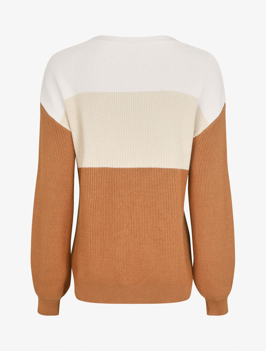Pull oversize grandes rayures - Beige/camel - 2